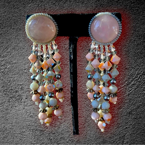 VINTAGE DESIGNER CHIPITA ROSE QUARTZ VINTAGE SILVER METAL, LOADED BEADS- REDUCED - Picture 6 of 16